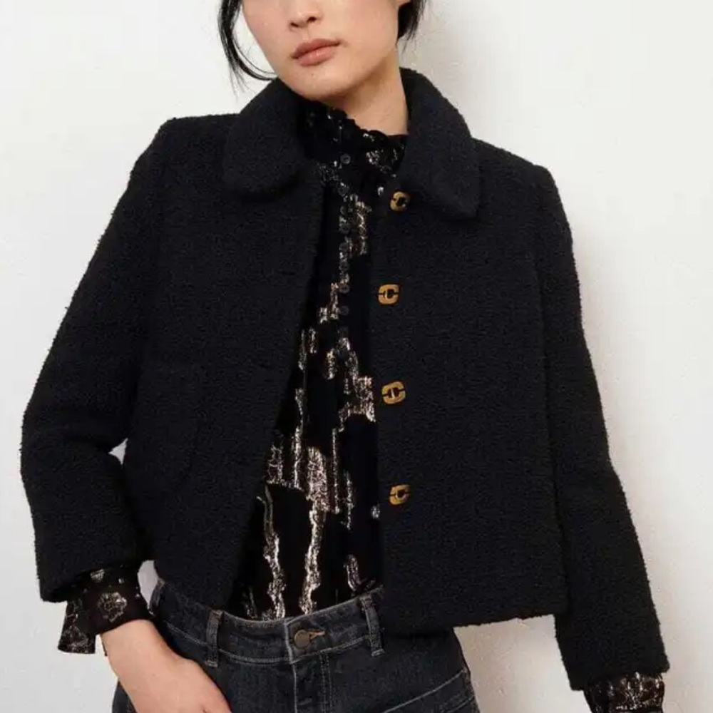 NWT Ba&sh Margot Short Black Wool Jacket Size L